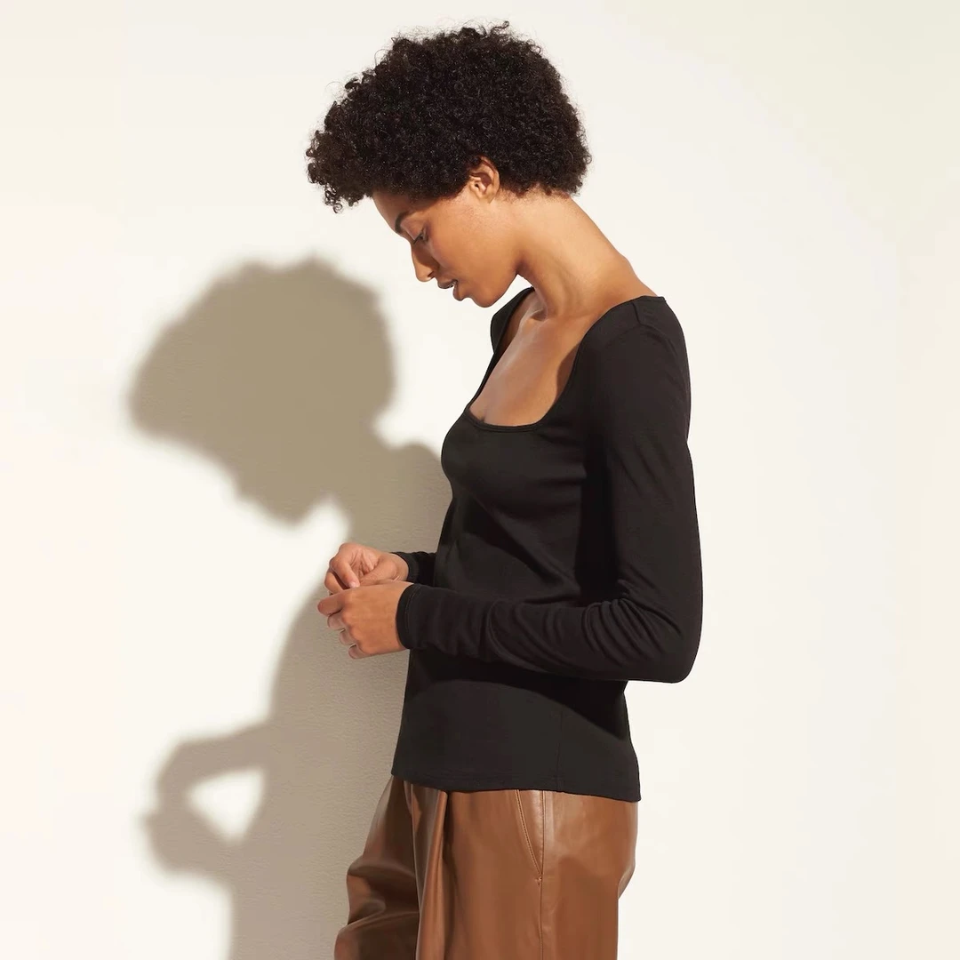 903方领磨毛（带杯垫）秋冬款基础显瘦时尚修身长袖保暖打底衫上衣