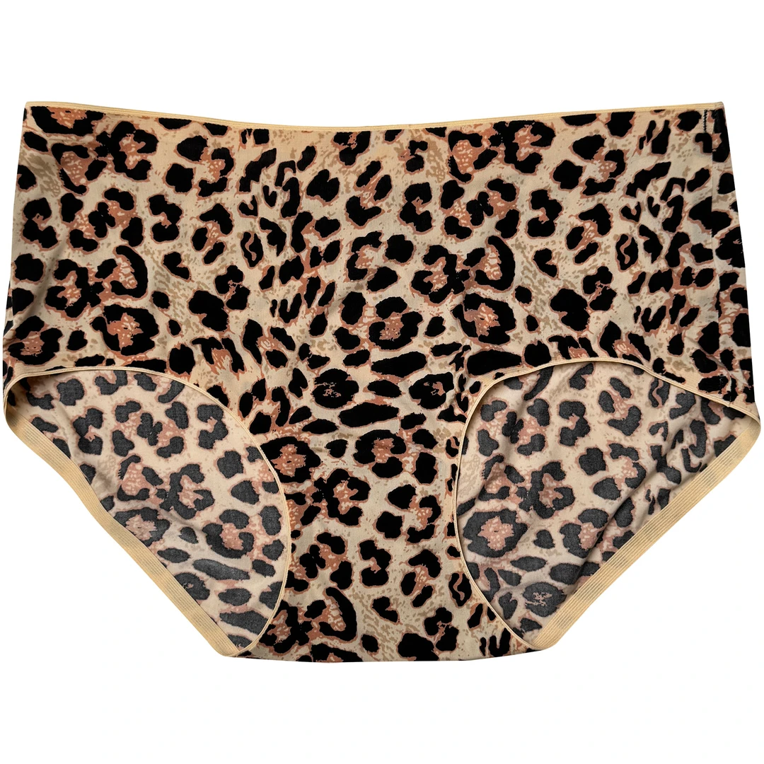 5566中腰无痕全包臀夏季薄款亲肤舒适女豹纹系列抗菌底档三角内裤
