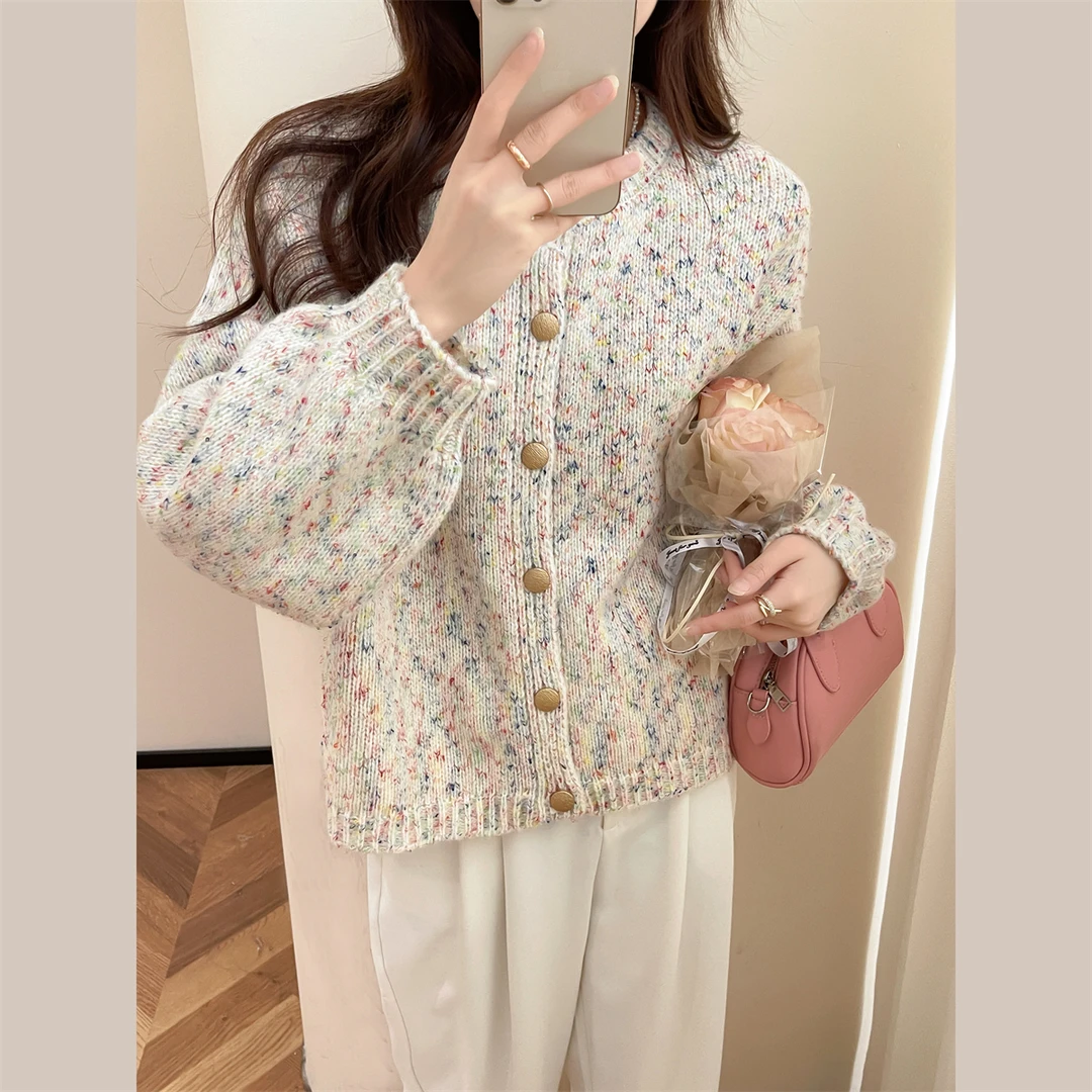 4M64  DB1  唐狮花纱针织开衫外套气质小香风时尚上衣休闲百搭