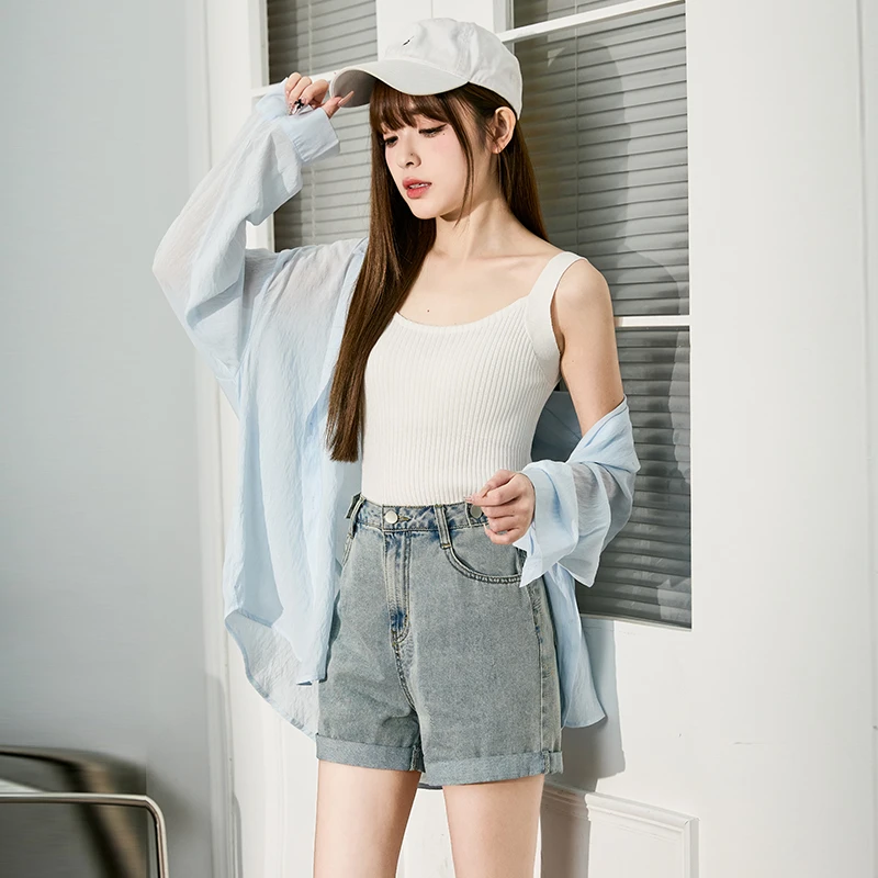 2V44 DB1  唐狮女背心内搭外穿白色针织打底上衣法式吊带美背时尚