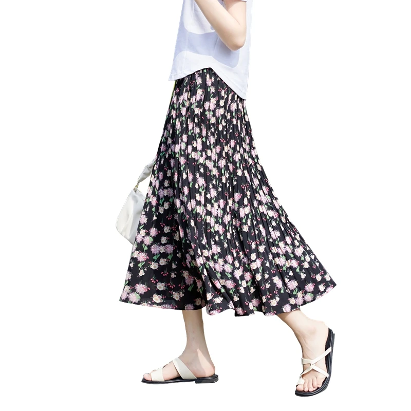 【品牌奥莱】夏季女装碎花松紧腰宽松A字显瘦印花半身裙T42X2293B