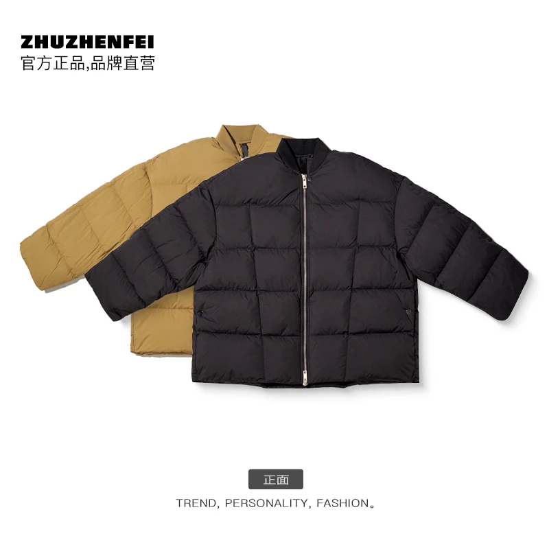 原创小众设计师秋冬时尚宽松冬季保暖90白鹅绒羽绒服外套 Z334027