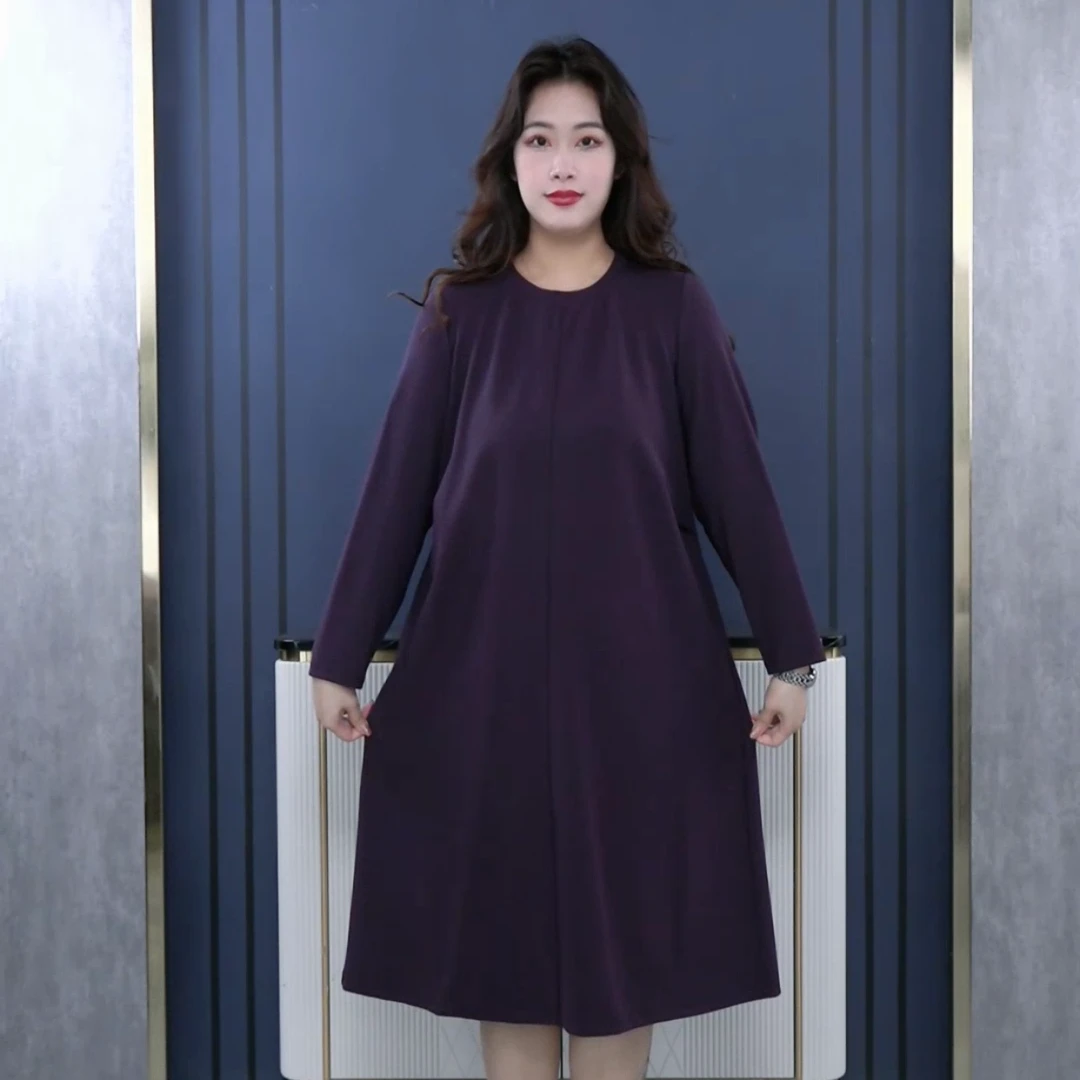 2025秋季大码新款时尚气质减龄遮肚洋气减龄高级感连衣裙ZB5982