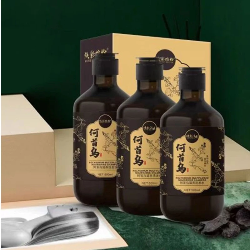 【3瓶装】何首乌滋养头皮柔顺黑亮洗发水500ml *3瓶