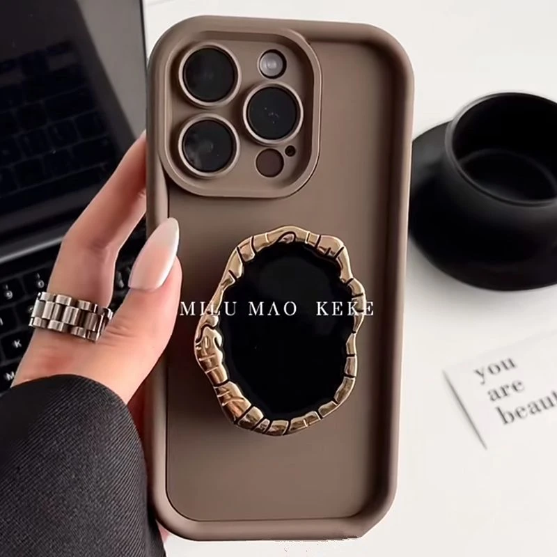 黑宝石金边支架iPhone15promax手机壳苹果14新款13全包12/11硅胶x