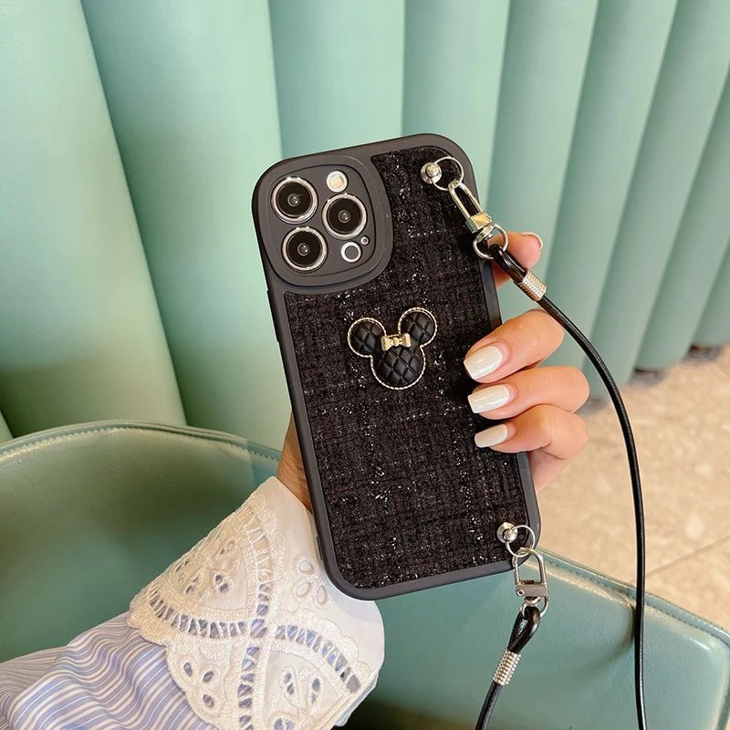 米奇斜挎苹果15手机壳iPhone14promax新款13mini全包式12软11女xr