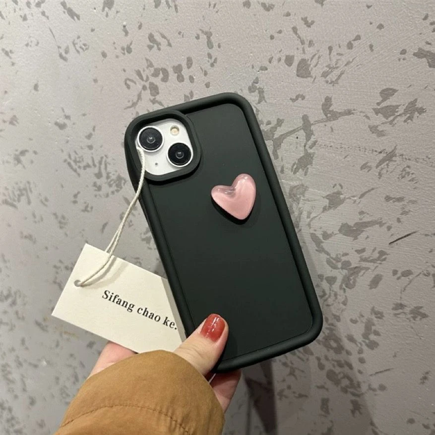 少女ins立体粉爱心iPhone14pro手机壳11苹果13软壳11硅胶12磨砂xr
