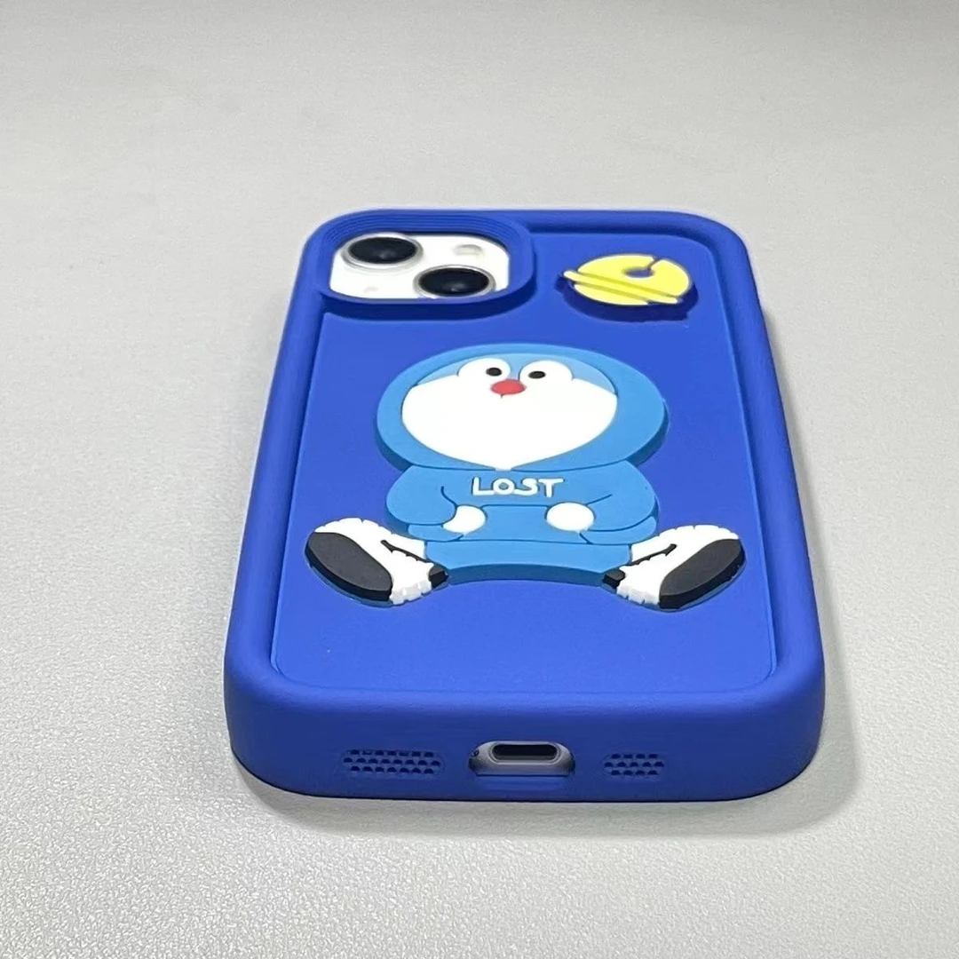 创意纯色克莱因蓝多啦a梦iPhone14promax手机壳苹果13可爱12/11新