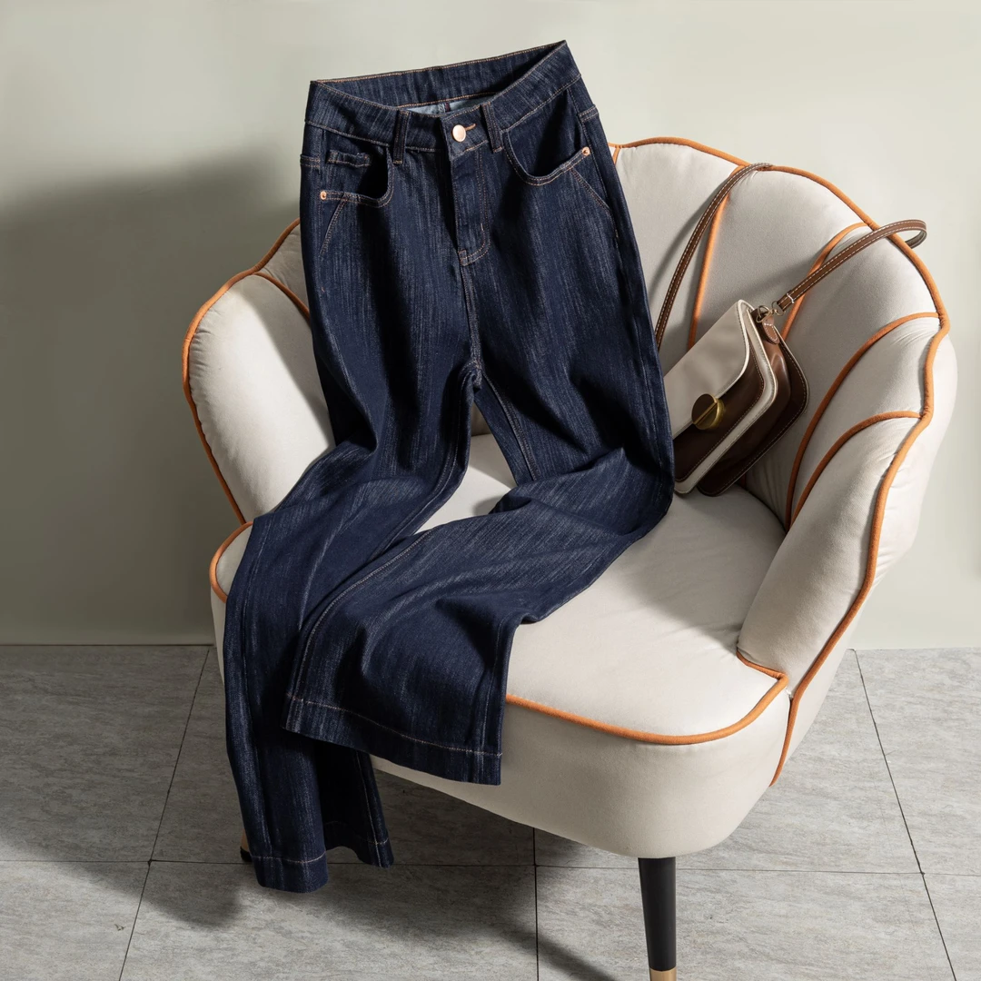 JN-9021【雅丹】冬加绒加厚牛仔裤女经典单宁女牛仔裤新款2024爆款