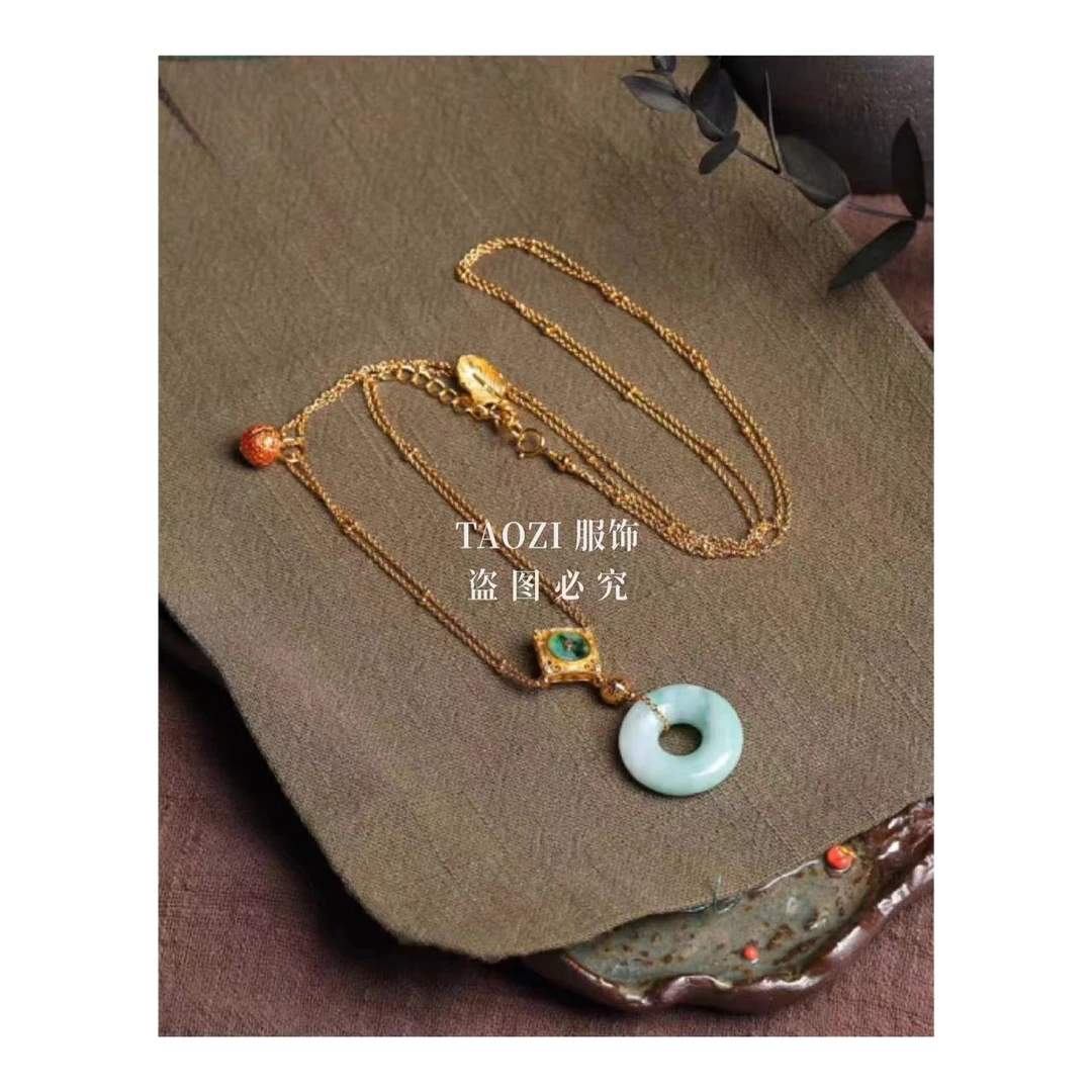 链子925银 【桃子自制】07281  平安扣吊坠925银项链（复古中国风）