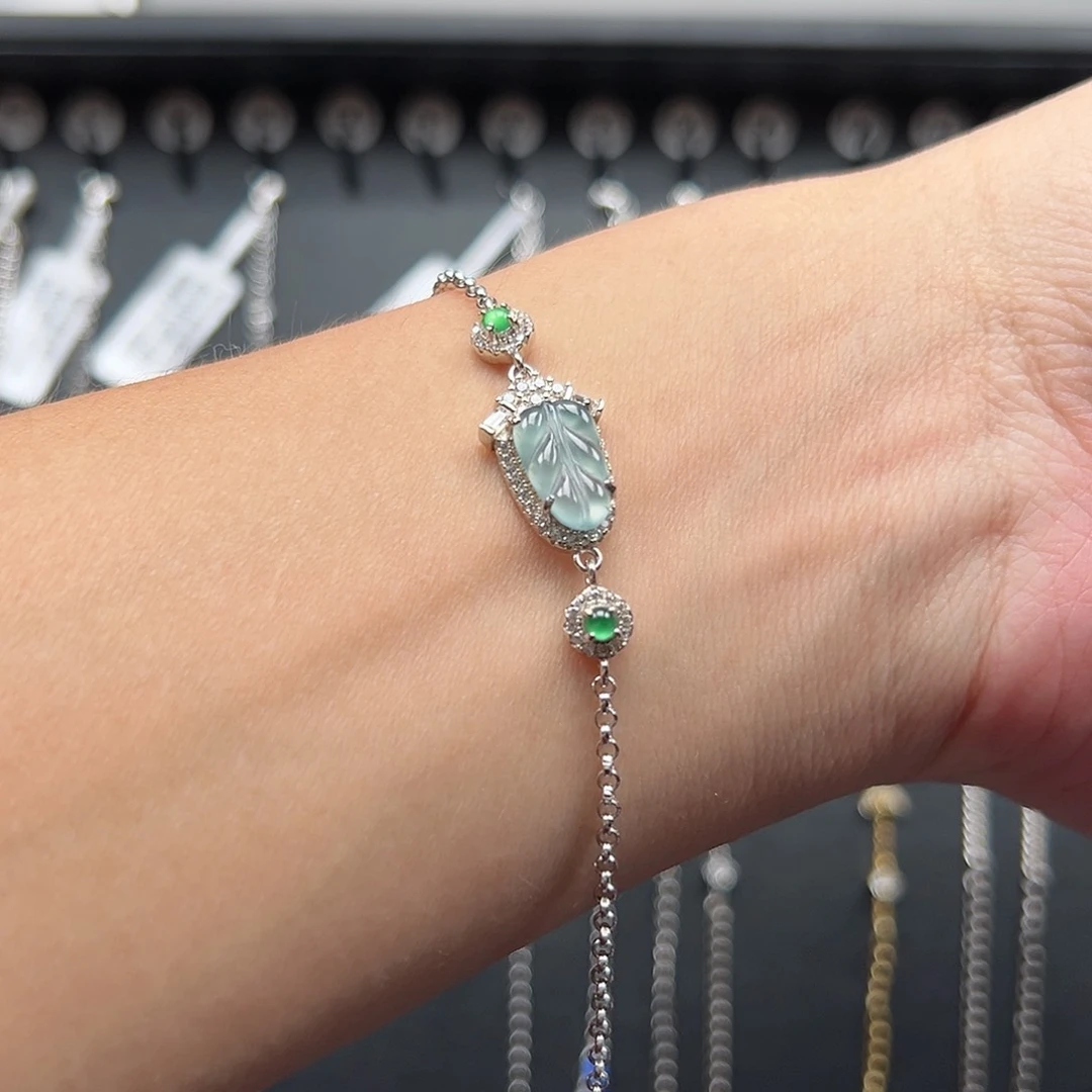 翡翠手链银S925镶嵌?8888