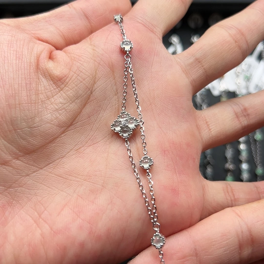 翡翠手链银S925镶嵌8888