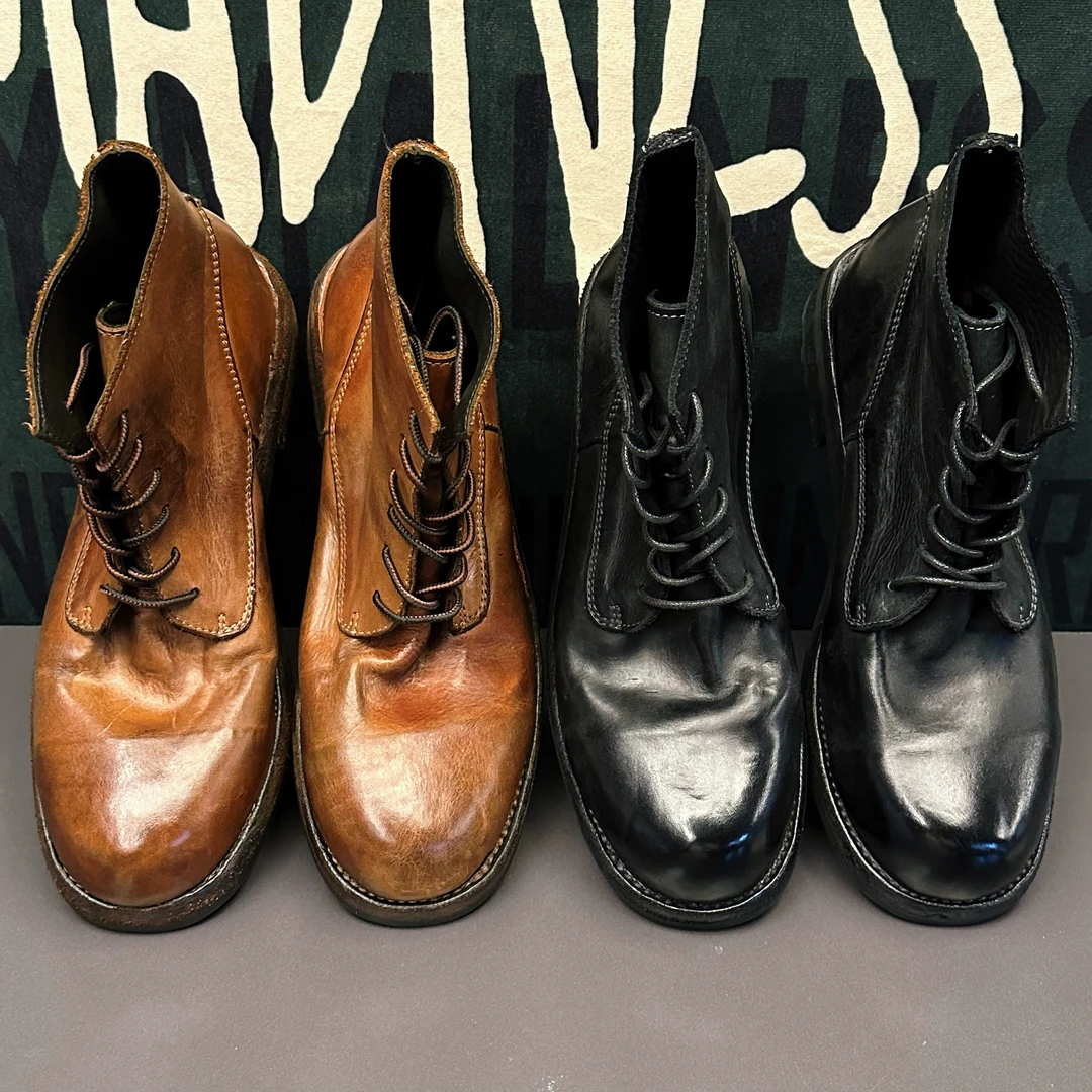 1611水洗休闲大头植鞣牛皮靴男款真皮英伦风马丁短靴手工装男鞋潮