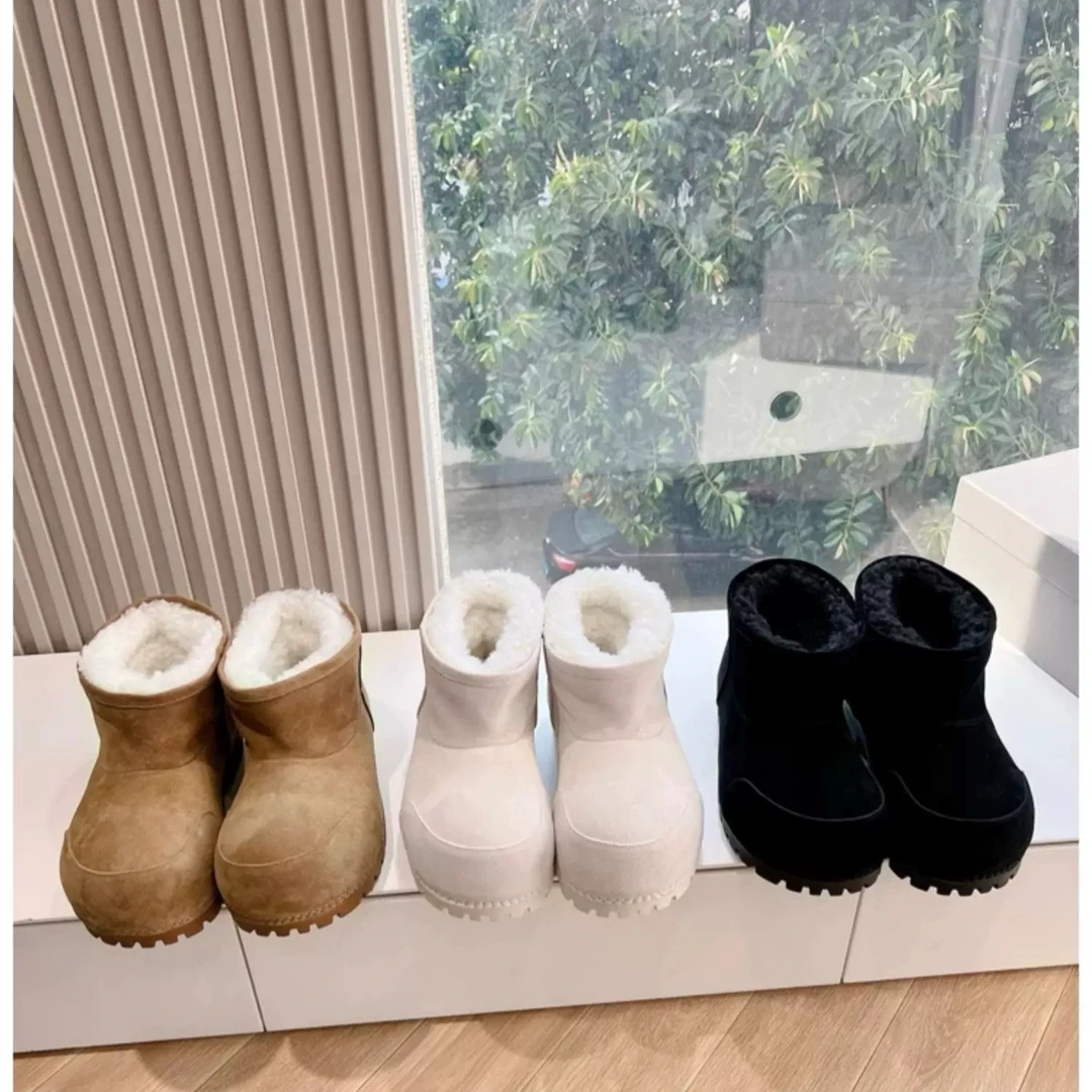 【艾米妈妈】厚底雪地靴松糕底加绒保暖棉靴