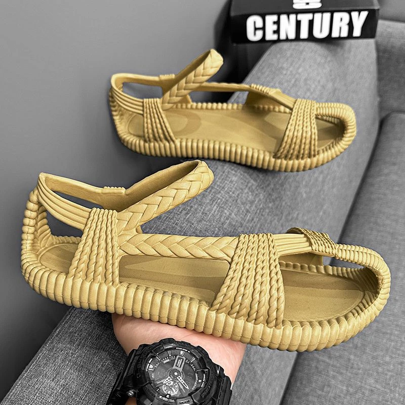 凉鞋男款夏季爆款外穿防滑罗马编织草鞋海边涉水时尚运动沙滩拖鞋