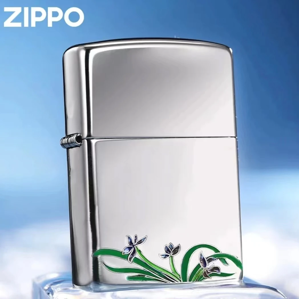ZIPPO/之宝【纯银岸芷汀兰】珐琅彩填漆  简约防风打火机DYX1H1F1