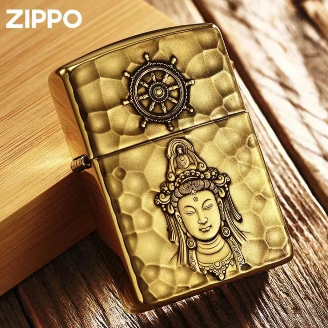 ZIPPO/之宝【观心】立体浮雕双面观音黄铜盔甲防风打火机 DYX1H1F1