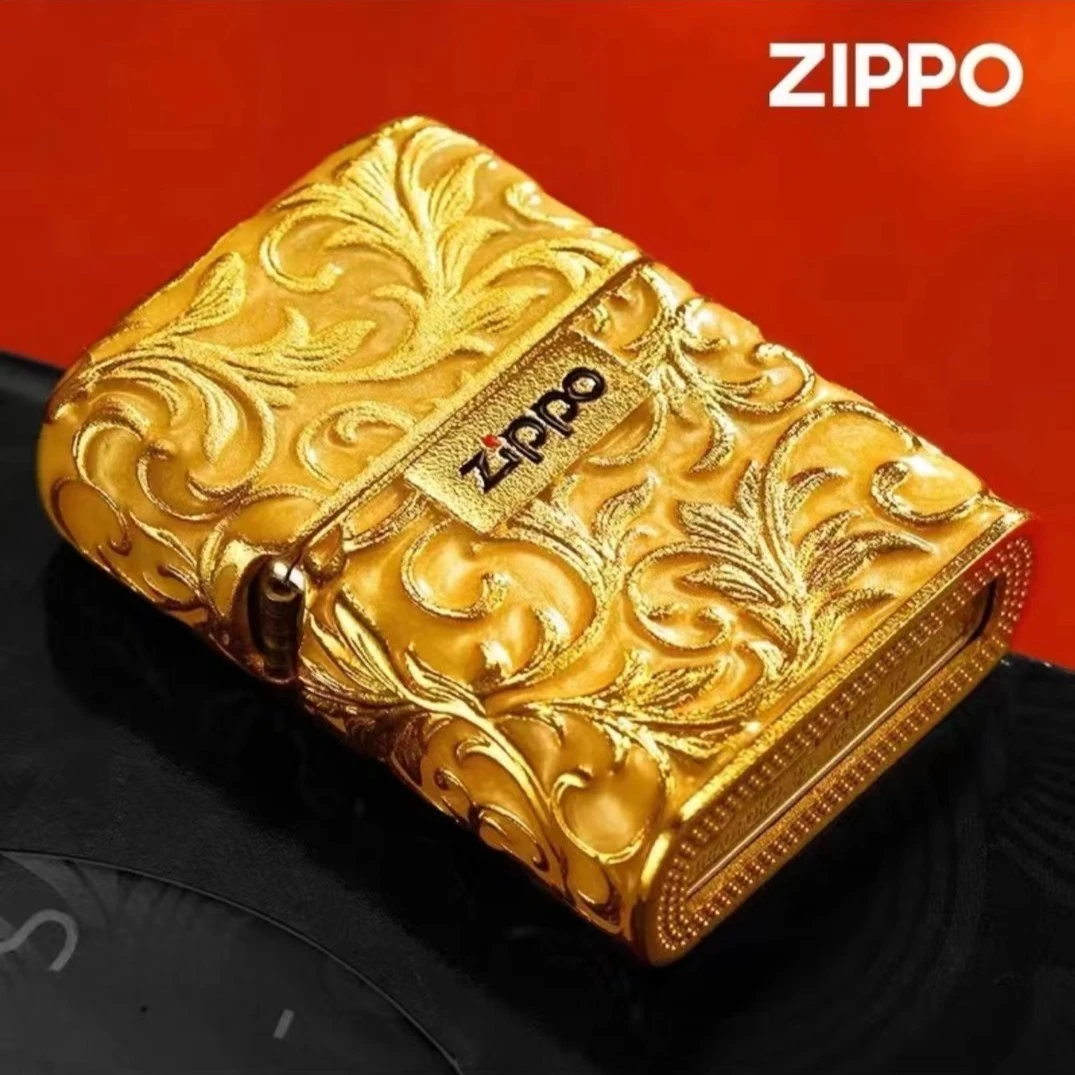 ZIPPO/之宝【夜光唐草】-金色防风烤瓷工艺-重甲机-礼盒包装DYJ1