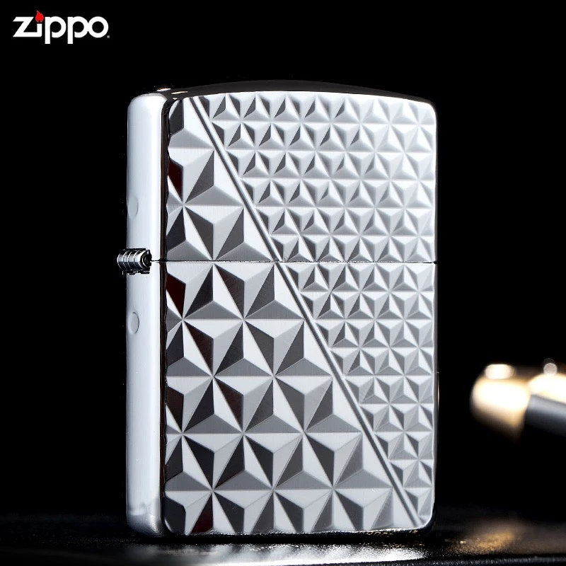 ZIPPO/之宝【万菱镜】菱形方格钻石切割盔甲机银色防风打火机 DYX1