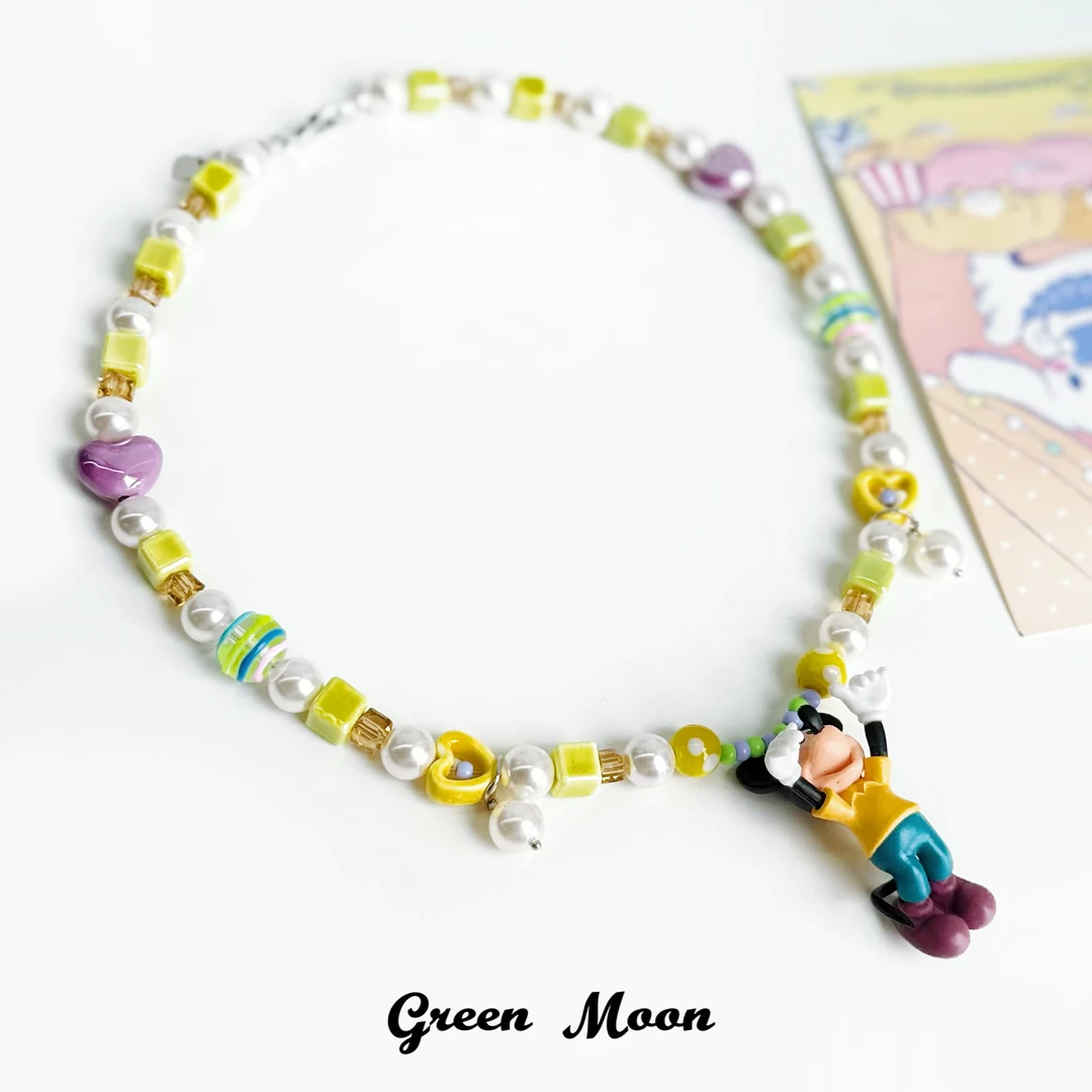 非金属仿珍珠项链 【失眠飞行】玩趣卡通鼠鼠项链原创y2k设计甜酷