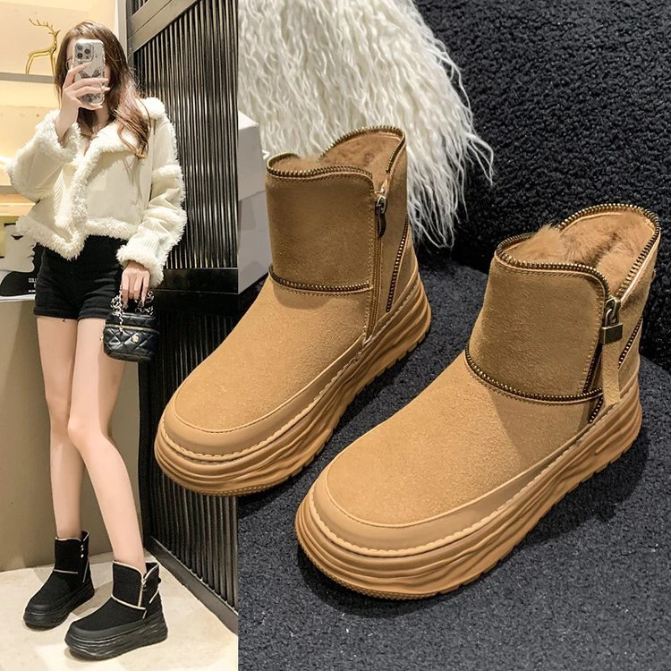 PEIFUMAN2023新款松糕防滑加绒保暖棉靴拉链加厚棉鞋女9399