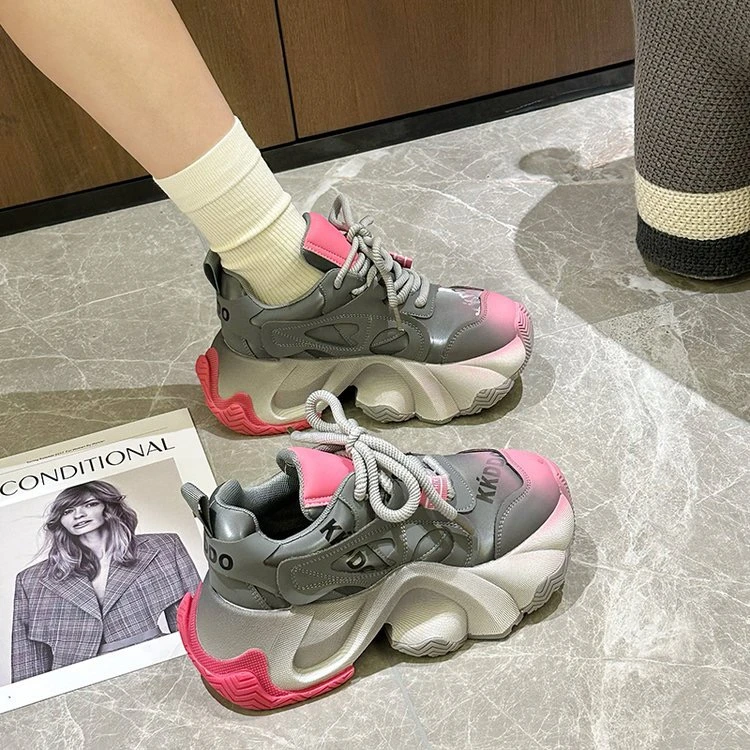 2023新款今年流行的炸街老爹鞋女透气厚底增高轻便运动鞋潮6002