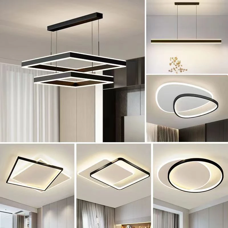 【旗舰款】网红款简约led灯现代大气创意吊灯方框双层发光客厅灯