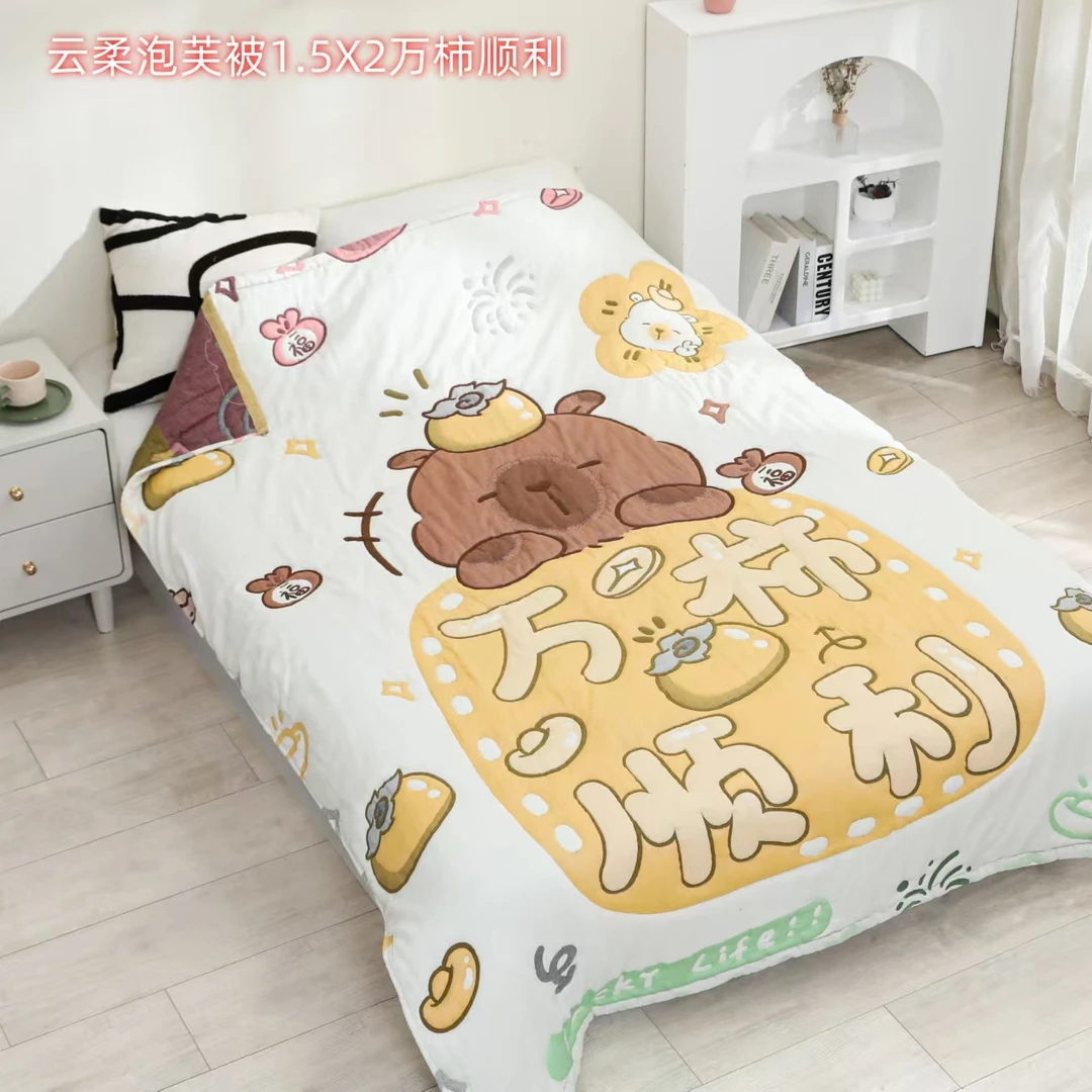 【万柿顺利】 150*200cm  全棉纱布云柔泡芙被