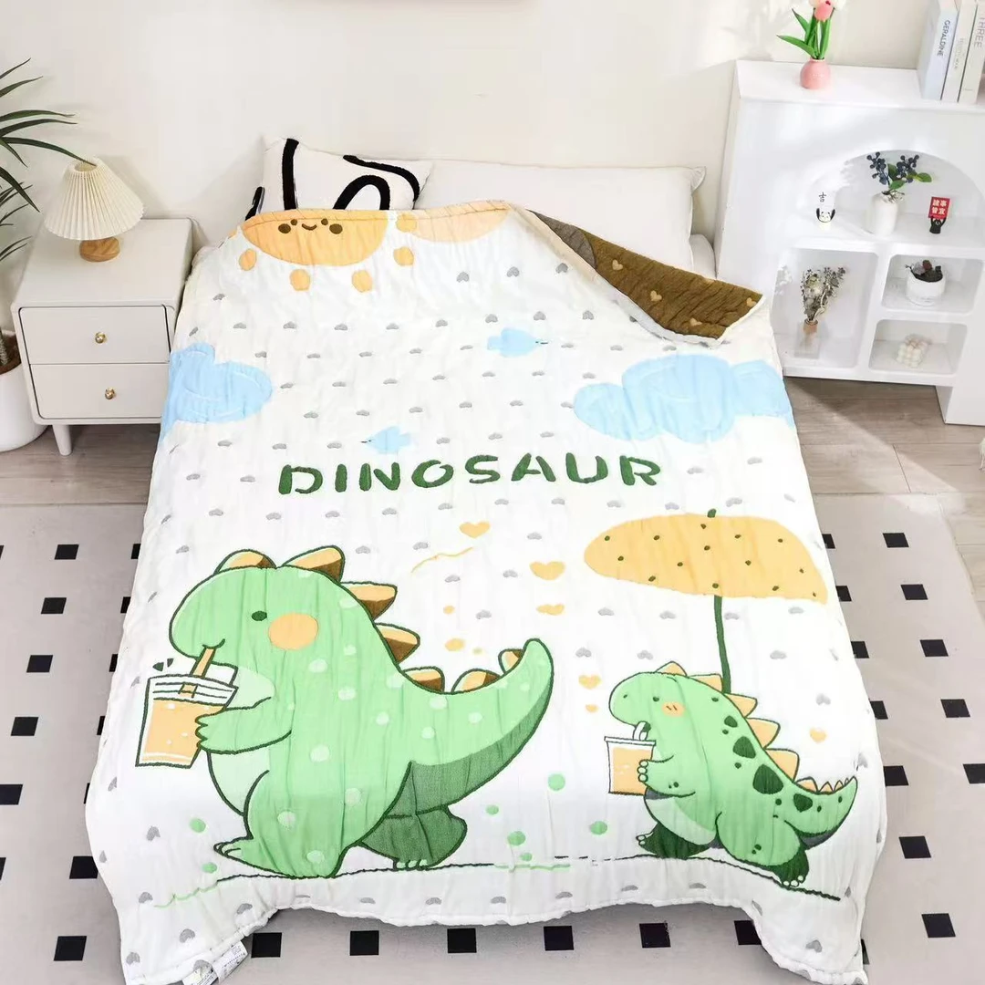 【绿恐龙】150*200cmA类全棉纱布加厚泡芙被