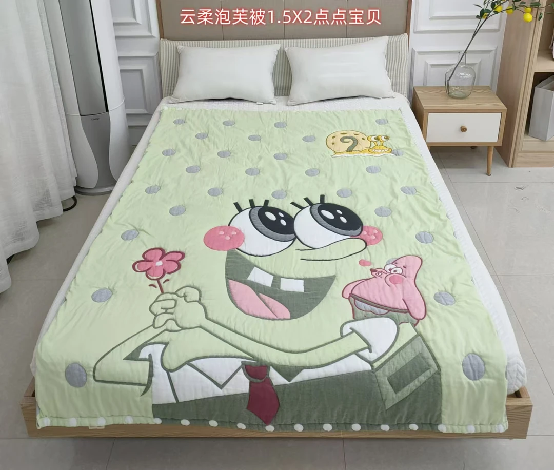 【点点宝贝-绿】150*200  A类全棉纱布云朵泡芙被