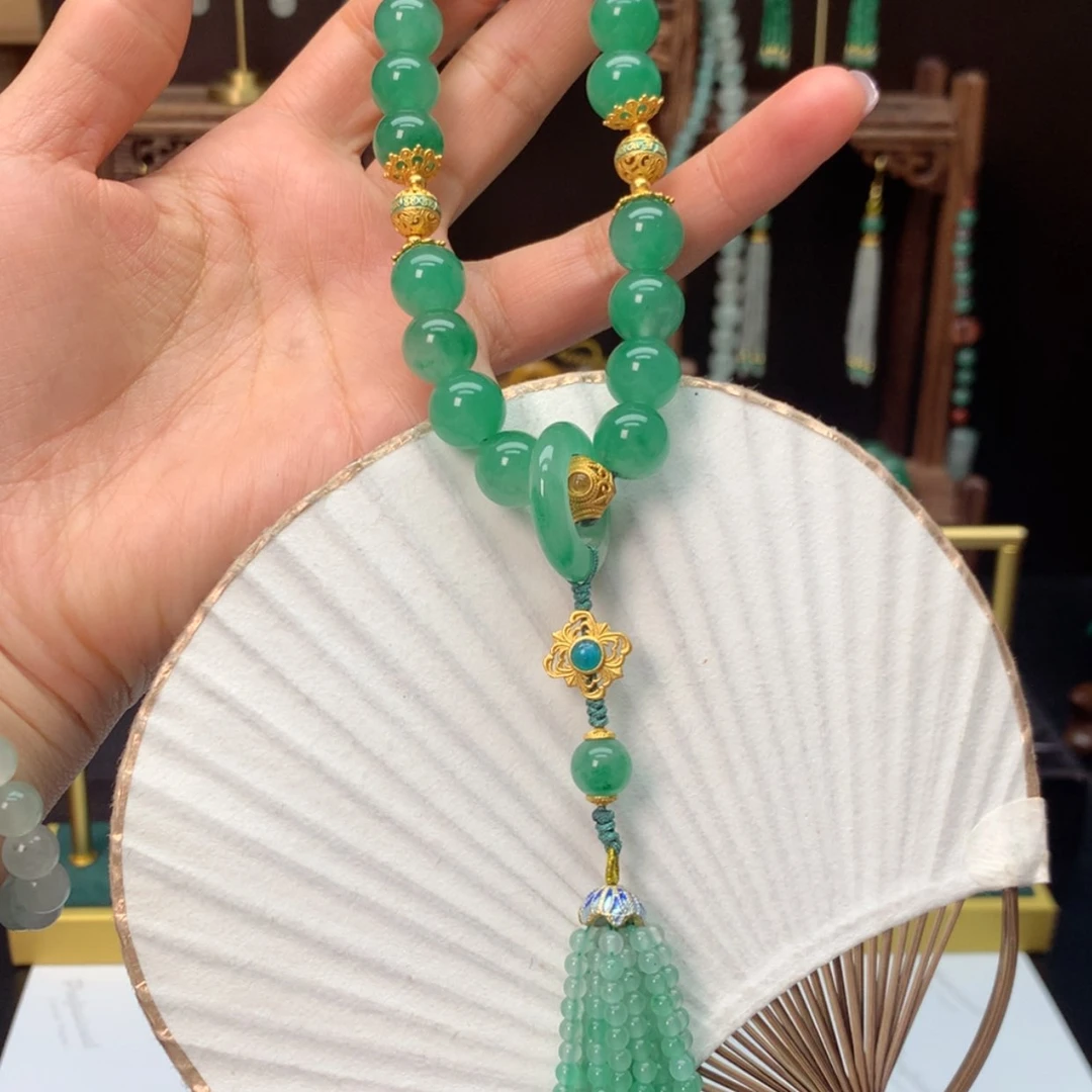 【闪购商品】石英质玉手持银S925镀金镶嵌