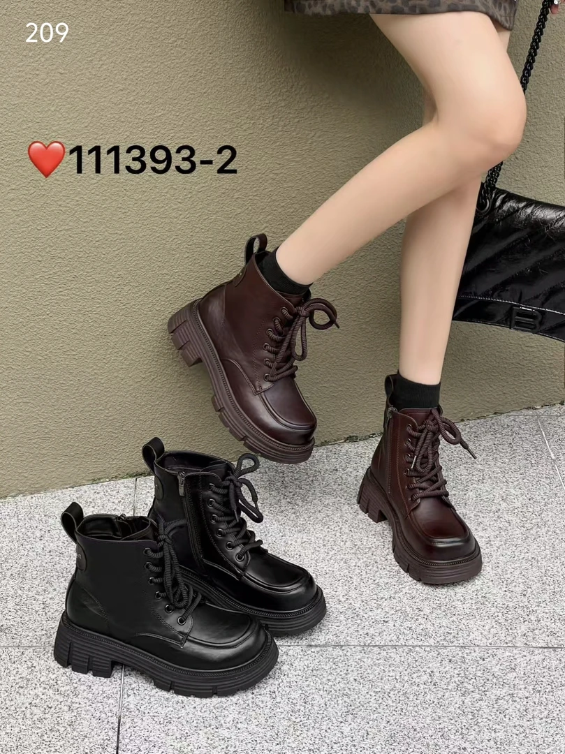 393-2冬季新款英伦风马丁靴加绒厚底时尚百搭短靴