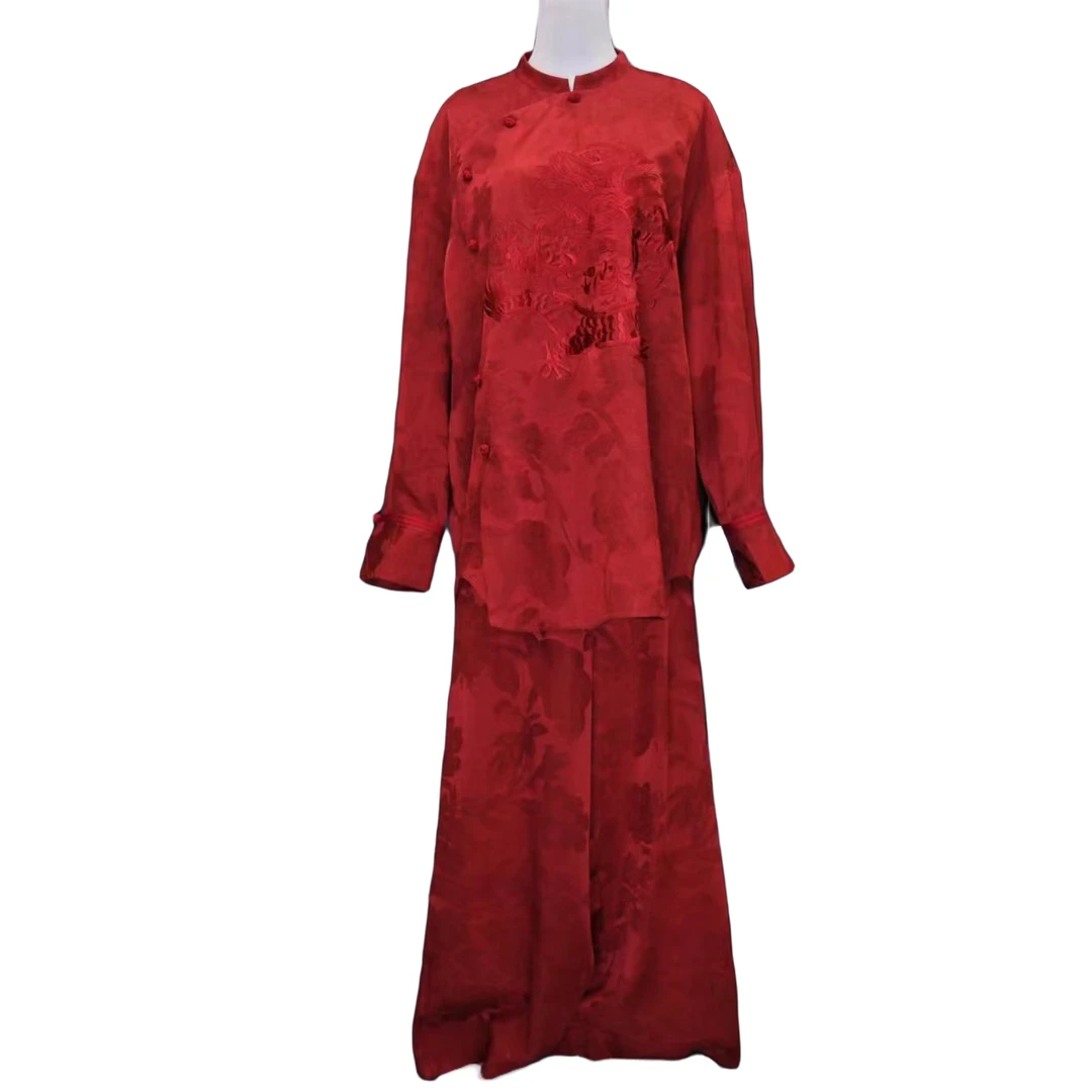 【天泽高定】新中式时尚红色套装