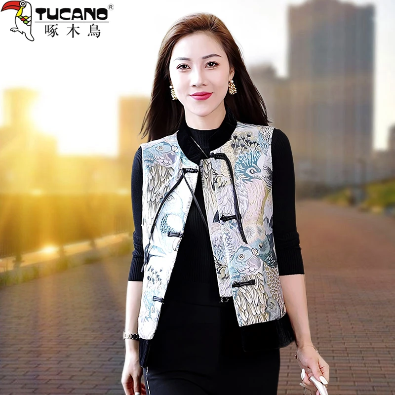 【官方正品】啄木鸟新中式国风唐装马甲女春秋2025新款高级感休闲