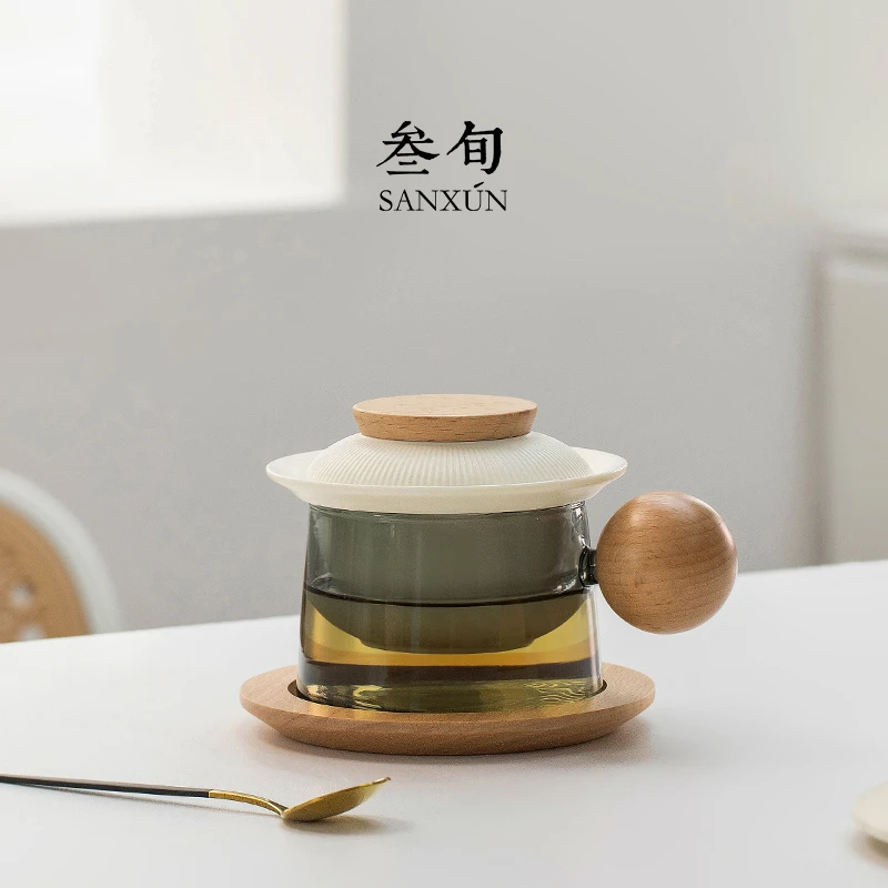 半趣轻奢创意咖啡杯玻璃泡茶杯茶水分离办公室喝茶杯水杯杯子高档