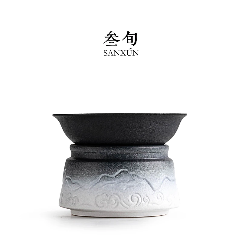 叁旬山海观茶滤茶叶过滤器泡茶滤网器茶具配件茶隔陶瓷茶漏套装