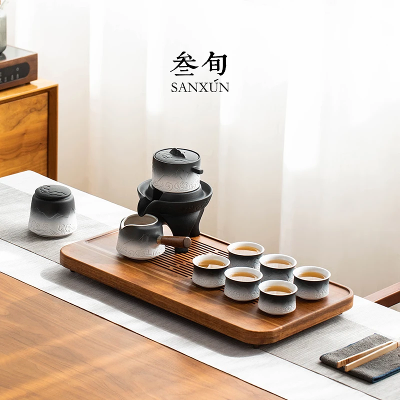叁旬山海观功夫茶具套装懒人茶具全自动一体家用泡茶器茶盘整套