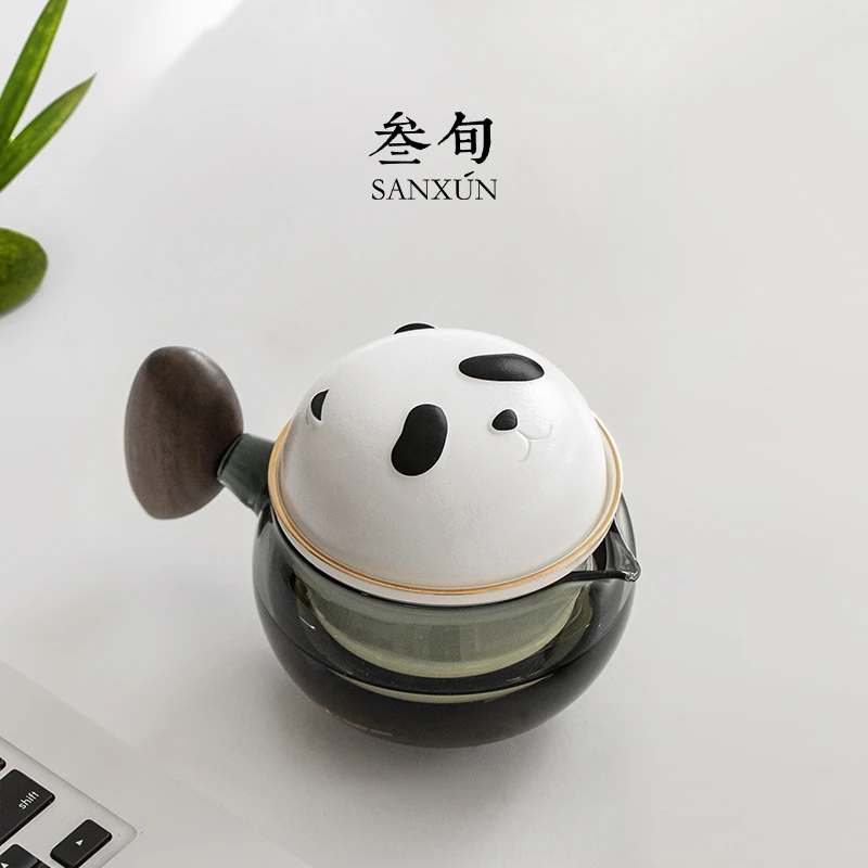 熊猫泡茶壶家用茶具单壶带过滤防烫创意茶水分离懒人泡茶神器