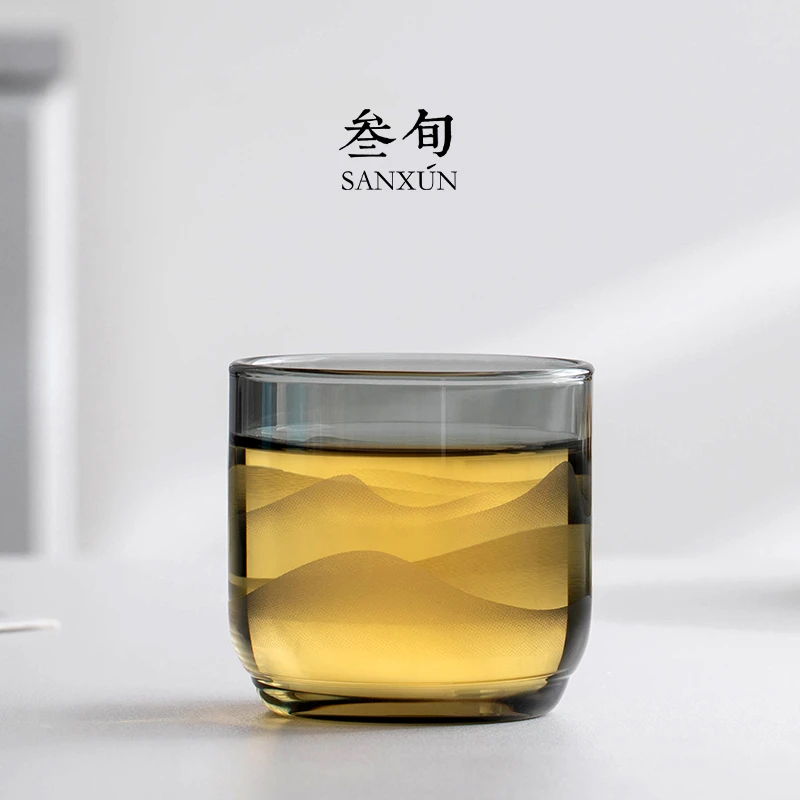 叁旬无争玻璃茶杯品茗杯耐热玻璃家用茶具个人喝茶专用主人杯子