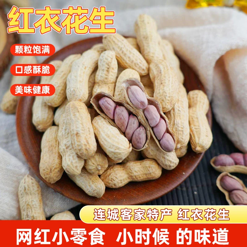 龙岩花生红衣花生带壳花生炒货休闲五香花生柴火炒花生原味农产品