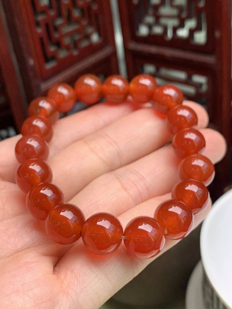 天然红玛瑙手串红玉髓手男女手链本命年转运佛珠手玩串8厘
