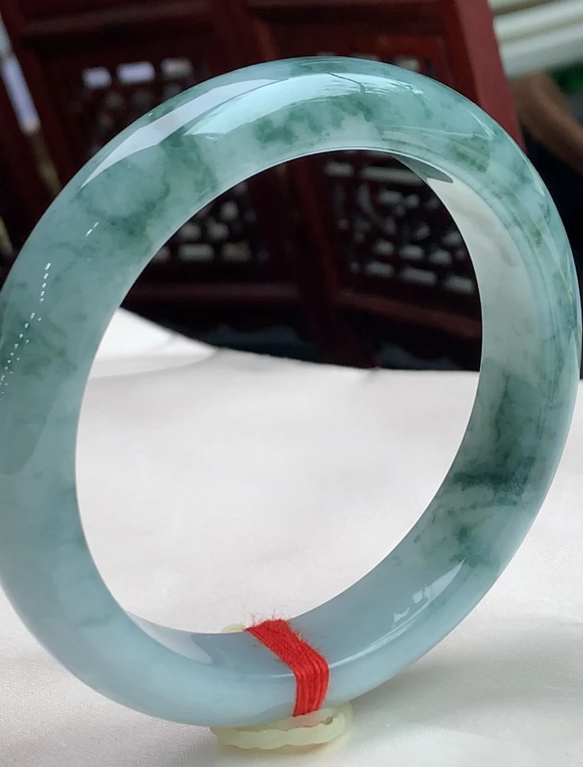 天然缅甸翡翠A货飘兰花手镯圈口56