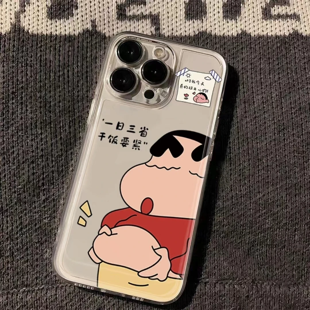 蜡笔小新干饭苹果15华为mate60OPPOVIVO小米14高级感透明手机壳女