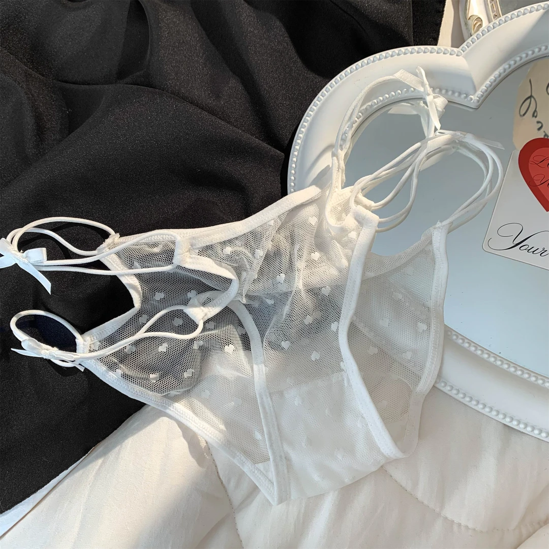 法式网纱内裤女款2024新款秋季薄款无痕抗菌透气低腰白色女士短裤