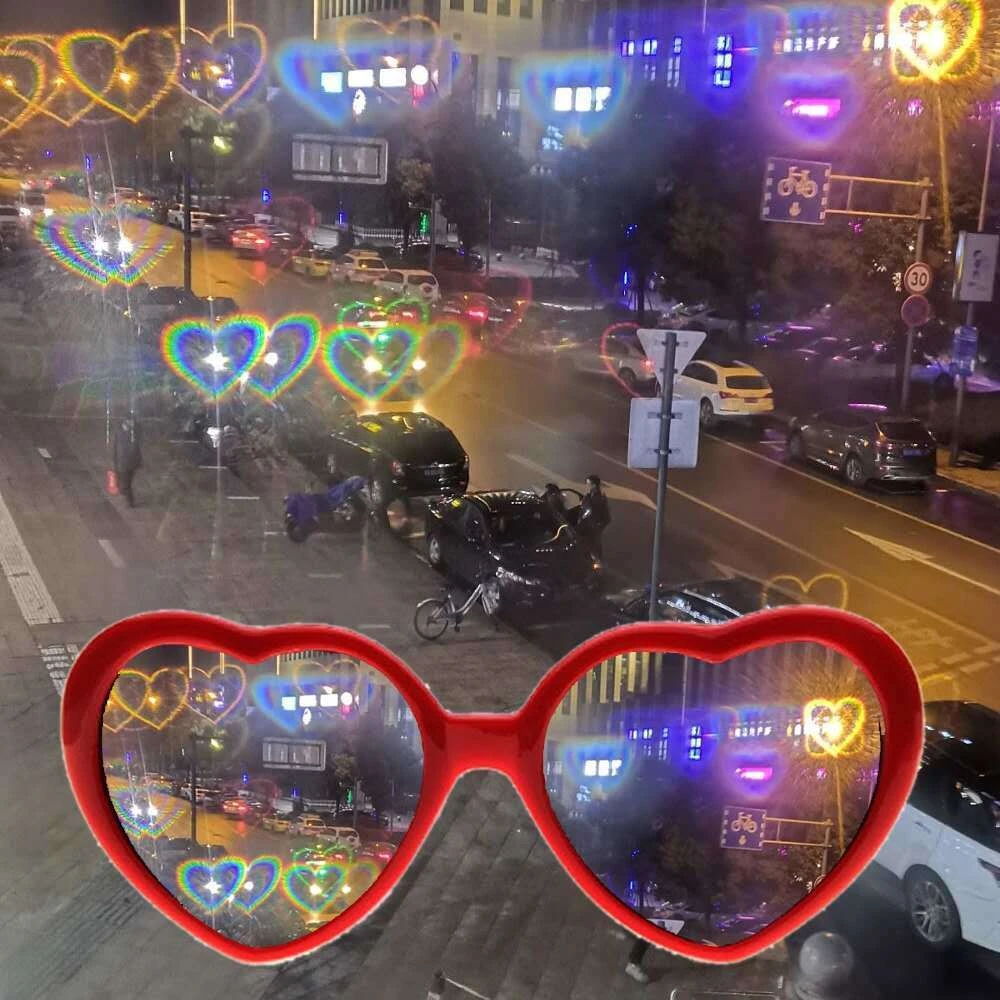 【艺凡】爱心眼镜网红看灯光变桃心特效荧眼睛网红心形型浪漫表白