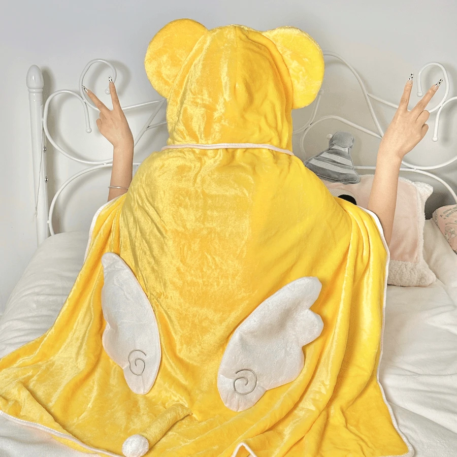 【艺凡】小可披风毛毯带翅膀百变小樱披肩毛绒连帽少女心盖毯