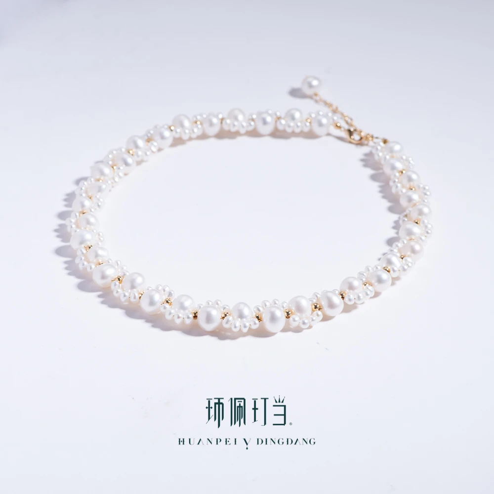 NEOGLORY【主播专享】环佩玎当塞纳河畔手工编织款淡水珍珠项链强光