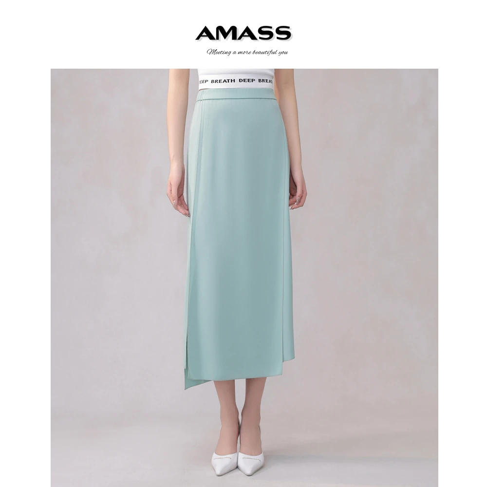 AMASS/阿玛施巴黎裙高腰包臀裙长款一片式显瘦开叉半身裙5200258