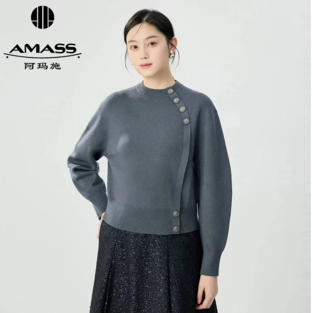 AMASS/阿玛施秋冬韩系时尚烟管领绵羊毛保暖百搭针织衫女5399738