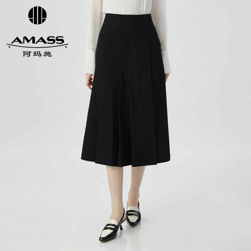 AMASS/阿玛施时尚高档中腰百褶优雅通勤半身裙半身长裙子5200382